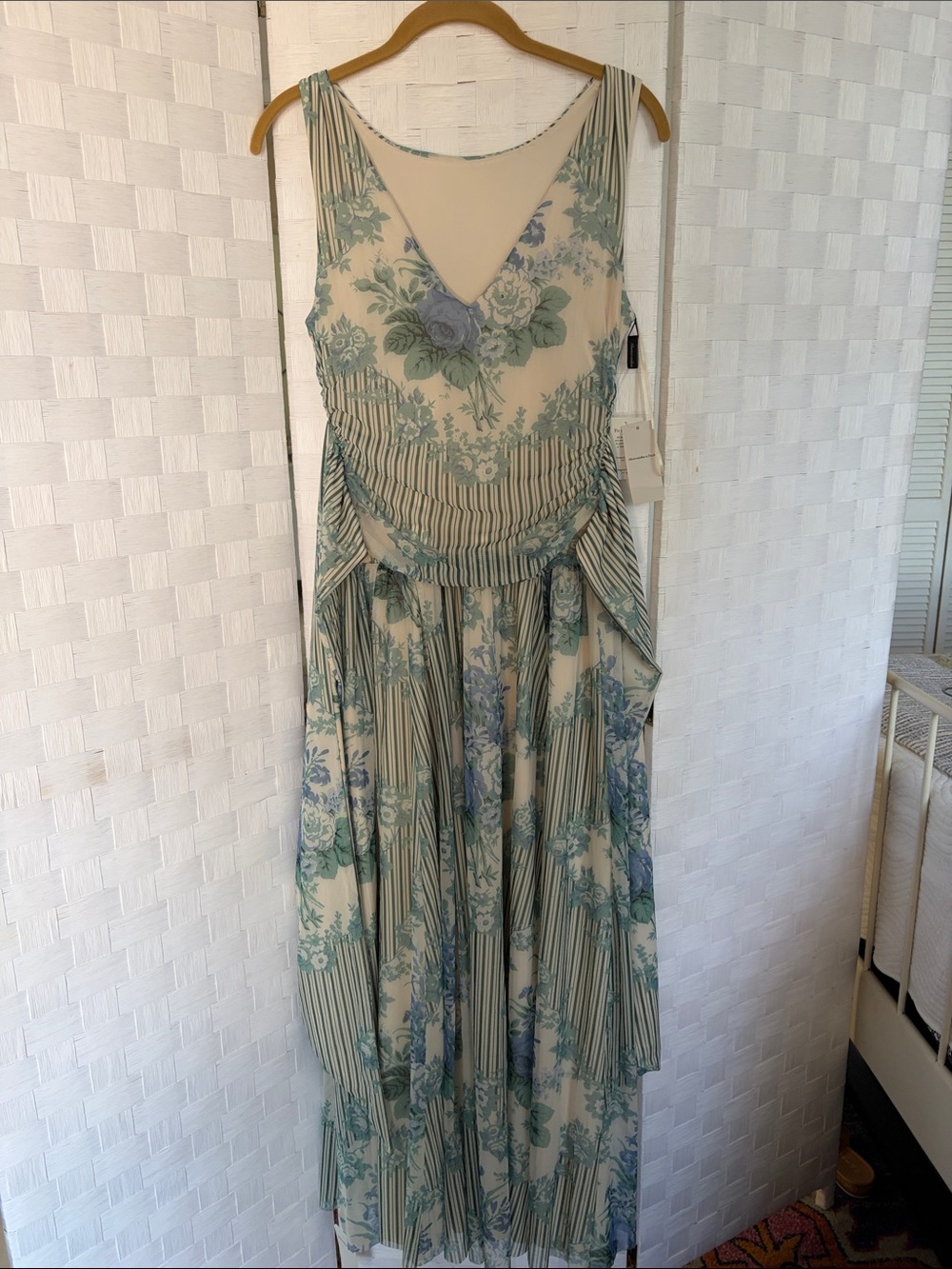 Abercrombie & Fitch Cream Maxi Dress with Sage Floral Print